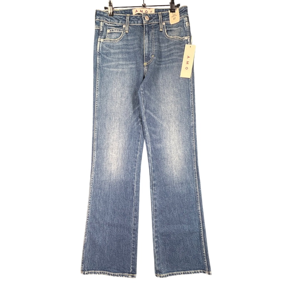 AMO Rosa Flare Jeans Lush Wash Mid Rise Slim Fit Subtle Flare Size 27 NEW - Picture 1 of 10